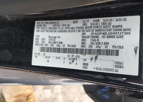 2017 Ford Fiesta Se from USA, damaged, VIN 3FADP4BJ2HM137305